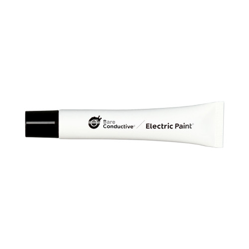 white 0.34 ounce plastic tube of electric paint with black cap and text of brand and product details