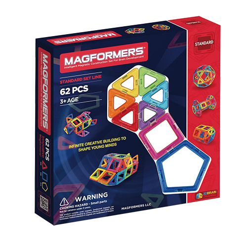 Magformers Rainbow Magnetic Construction Set, 62-Piece