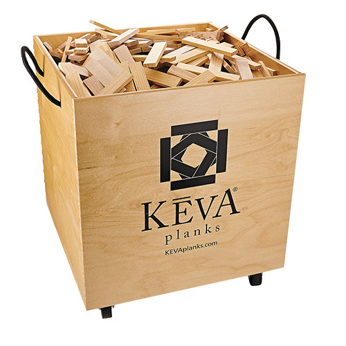 KEVA Plank Educator Pack, 1000-Pieces with Wheeled Wooden Bin