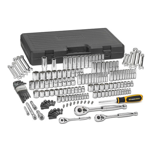 GearWrench 1/4", 3/8" and 1/2" Drive 6 Point SAE/Metric Mechanics Tool Set, 165-Piece