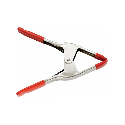 silver steel 3" bessey clamp with heavy-duty spring, red vinyl tips, red vinyl non-slip grip handles