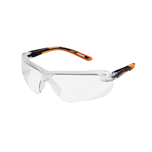 Sellstrom XM310 Safety Glasses, Black/Orange Frame Clear Lens