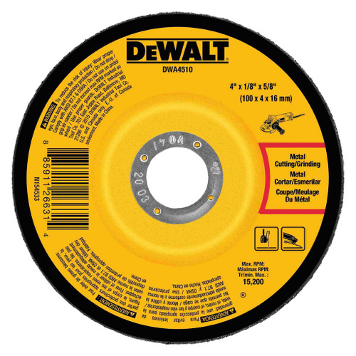 DeWalt Type 27 Depressed Center Metal Grinding Wheel, 4" x 1/8" x 5/8"