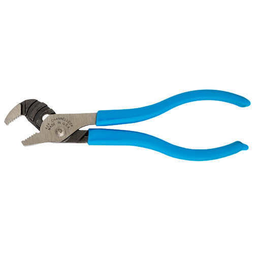 Channellock 4-1/2" Straight Jaw Pliers with right-angle teeth and 1/2" jaw capacity have blue handles