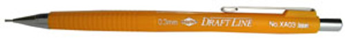 orange alvin draft-line 0.5mm mechanical pencil with built-in eraser and shock-absorbing reflex point