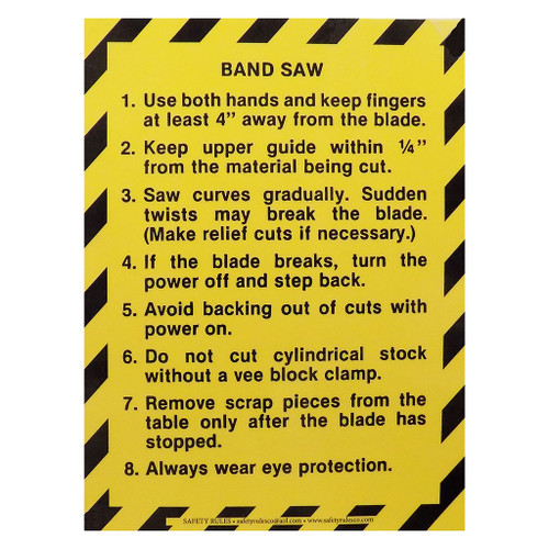 Safety Rules Machine Safety Rules Band Saw, 8" x 11"