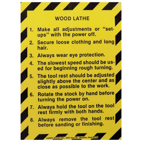 Safety Rules Machine Safety Rules Wood Lathe, 8" x 11"