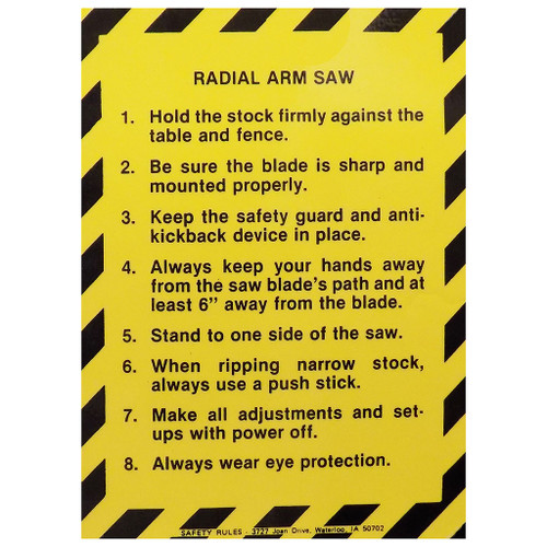 Safety Rules Machine Safety Rules Radial Arm Saw, 8" x 11"