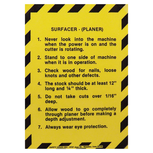 Safety Rules Machine Safety Rules Surfacer, 8" x 11"