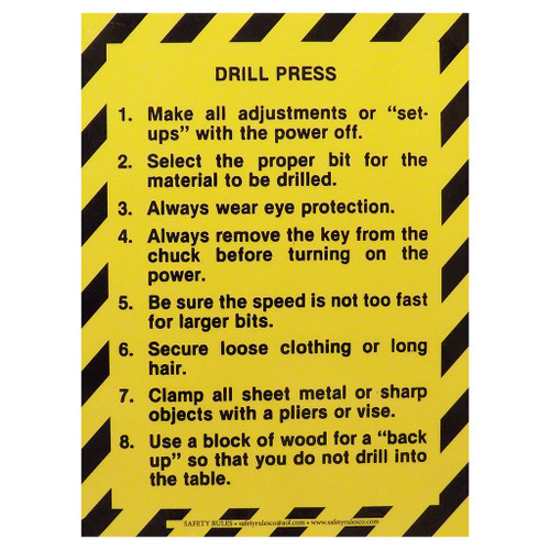 Safety Rules Machine Safety Rules Drill Press, 8" x 11"