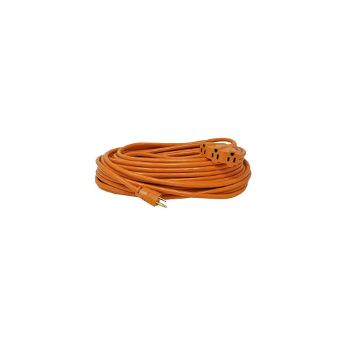 Woods Orange Outdoor Round Vinyl Extension Cords 3-Way Power Block, 14/3, 25'