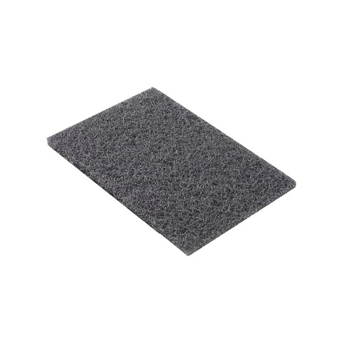 2 reusable synthetic steel wool pads are 2" x 4" and #2 medium grit that do not rust or splinter