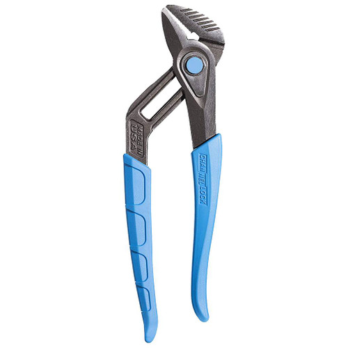 10" steel tongue & groove pliers with special rust-prevention coating and blue Comfort Grip handles