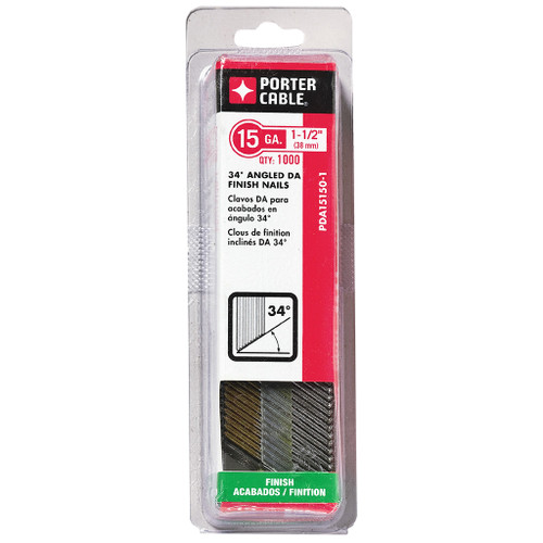 Porter Cable 15 Ga. DA Angled Finish Nails 1-1/2", 1,000