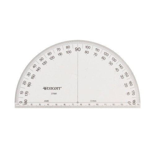 Westcott Semi-Circle Protractor, Solid Center 6"