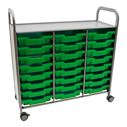 Gratnells Callero Plus Treble Cart in Silver with 24 Trays