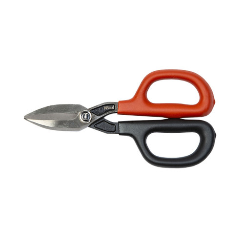 Crescent 7" Straight Pattern Tinner Snips have hot drop-forged steel blades, high durometer grips