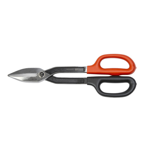 Crescent 12" Straight Pattern Tinner Snips have hot drop-forged steel blades, high durometer grips