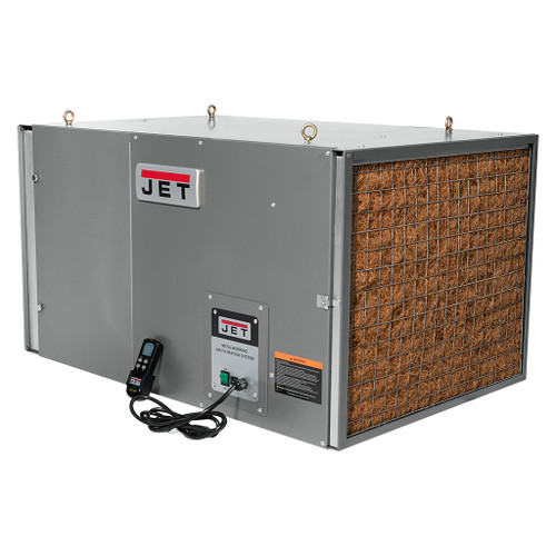 1 HP metal air filtration system with air filters to attract oil mist, smoke, and dust from woodworking projects