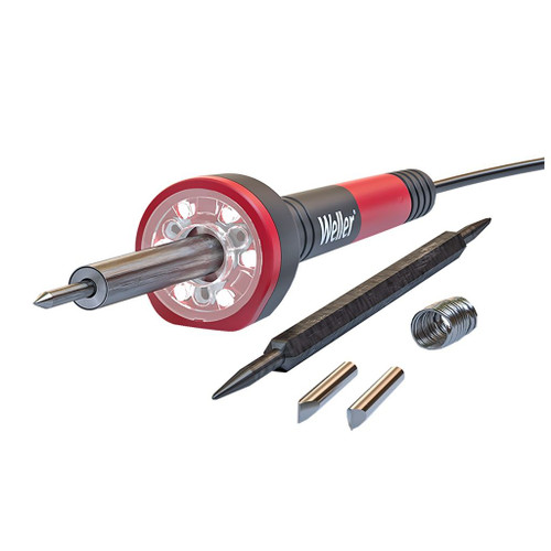 Weller 30W LED Soldering Iron has LED Halo Ring™, pencil grip handle, 0.8mm tips, safety rest