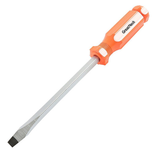 orange acetate fluted screwdriver handle with 6" x 5/16" chrome vanadium shank and magnetized tip