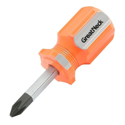 GreatNeck Phillips Screwdriver has 1-1/2" chrome vanadium steel shank, magnetized #2 tip, acetate handle