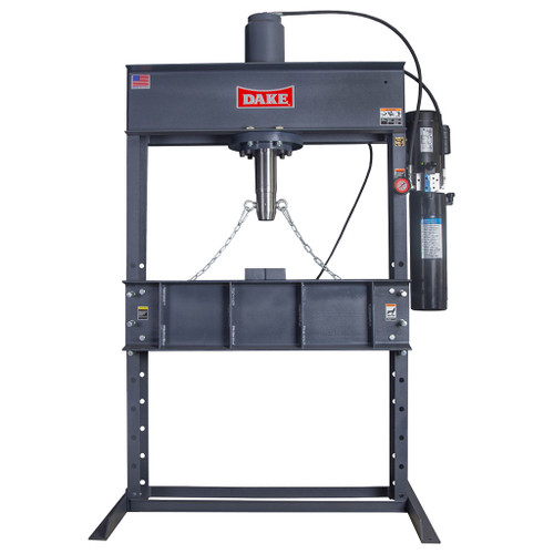 electric 50-ton hydraulic press with single phase 110 volt motor, welded channel iron H-frame