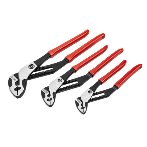 8", 10", and 12" Crescent K9 Straight Jaw Tongue and Groove Pliers made from alloy steel with dipped grips