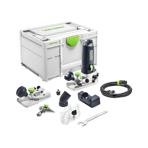 festool module edge router with all includes pieces such as collet, dust extraction hood, power cord