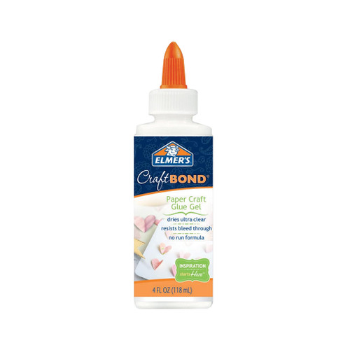 4 ounce bottle of elmer's quick dry craft bond glue with non-clogging cap is Acid-free, non-toxic, photo safe