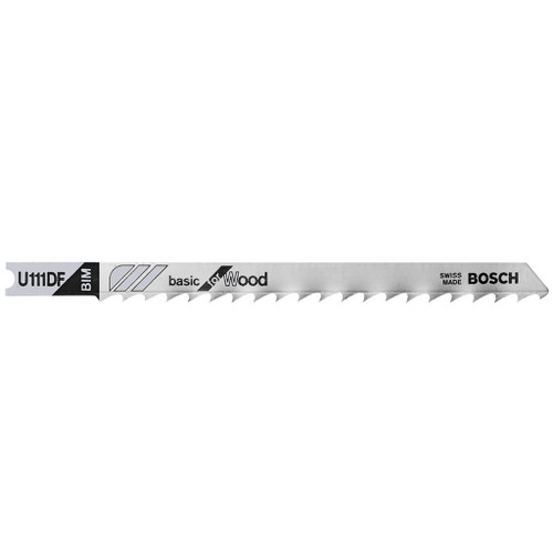Bosch U-Shank Bi-Metal clean for hardwood Jig Saw Blade is four inches long and has six teeth per inch