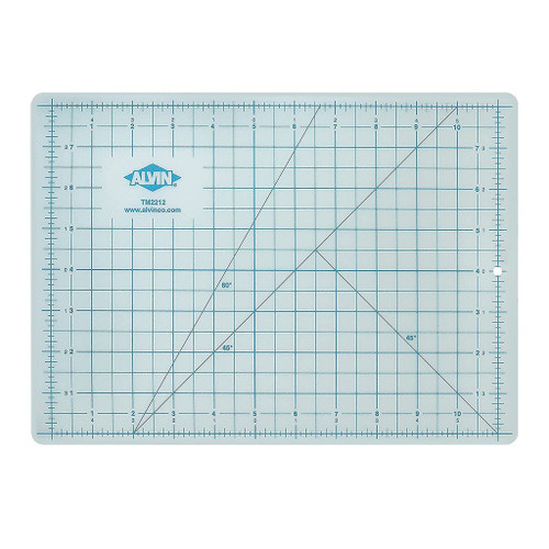 light blue 8-1/2" x 12" alvin non-glare, non-stick, self-healing cutting mat with 1/8" gridlines