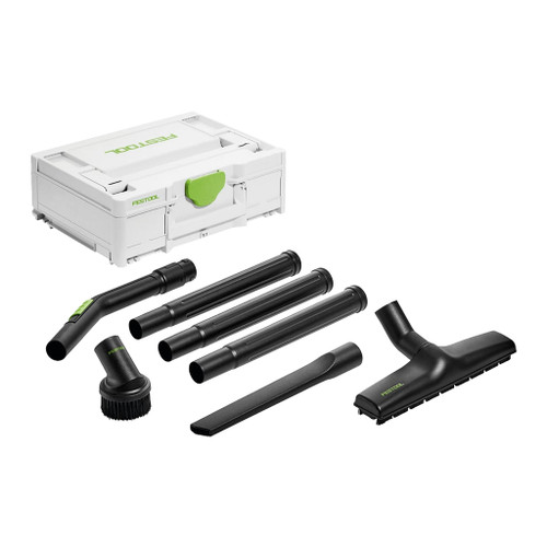 Festool Standard Cleaning Set includes curved hand tube, standard floor nozzle, extension pipes, and more