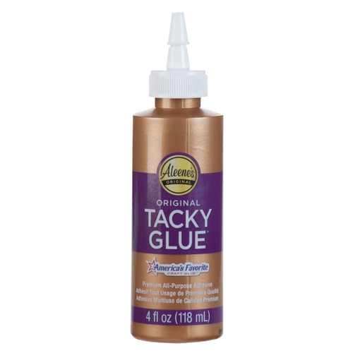 4 oz squeeze bottle of thick, tacky, non-toxic glue works quickly and dries strong on nearly every surface