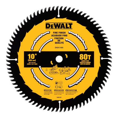 DeWalt 10" General Purpose Saw Blade has 80 high-density tungsten carbide teeth