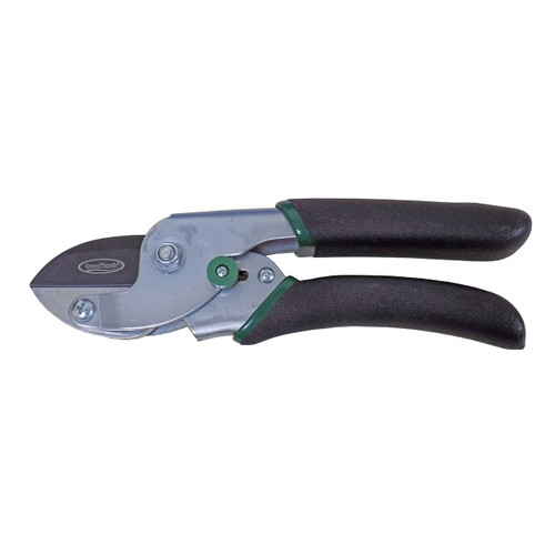 The Green Thumb Medium-Duty Anvil Pruner has a non-stick blade coating and comfortable grip