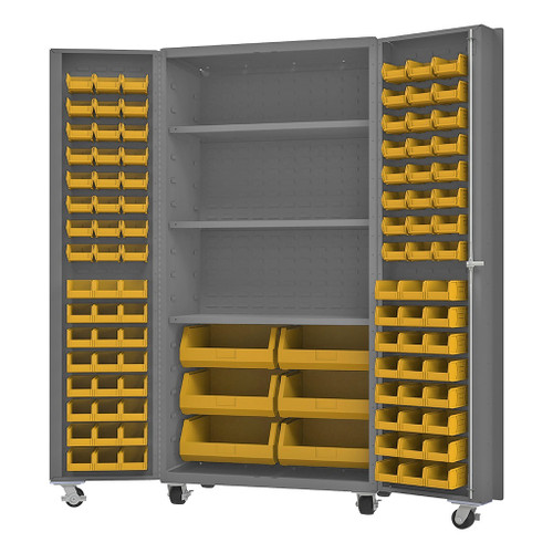 Durham 14 Gauge Mobile Bin Cabinet, 102 Bins