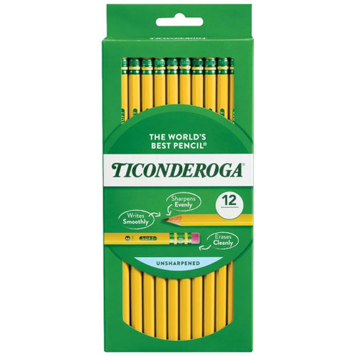 Ticonderoga #1 Pencil w/Eraser, 12-Pack, Extra Soft
