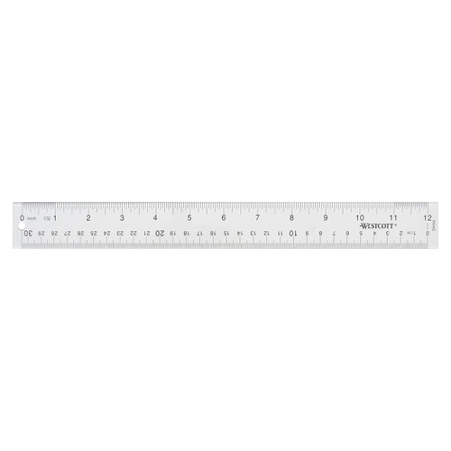 Westcott Transparent Clear Acrylic Ruler, 12"