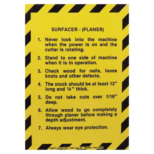 Safety Rules Machine Safety Rules Surfacer, 8" x 11" Midwest