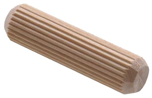 3/8 X 2 Wooden Dowel Pin, Fluted, Birch, Raw - Rapid Start