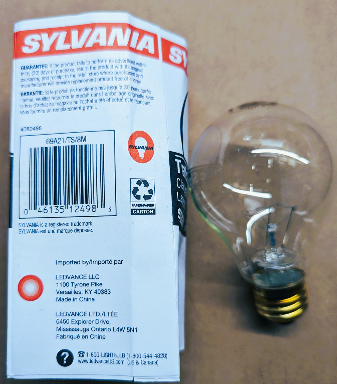 Sylvania 12498 69W A21 130V E26 Traffic Signal Bulb