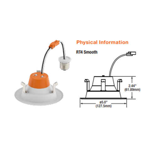 SYLVANIA LED RT4 Recessed Downlight, 5w-6w-7w 