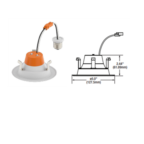 SYLVANIA Baffle Reflector LED RT4 Recessed Downlight, 5w-6w-7w 