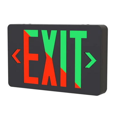 HALCO 97120 EMG-EXE-BK-RG Emergence Series Black Thermoplastic Exit Sign | Red/Green | Single/Double Face | Universal Mounting