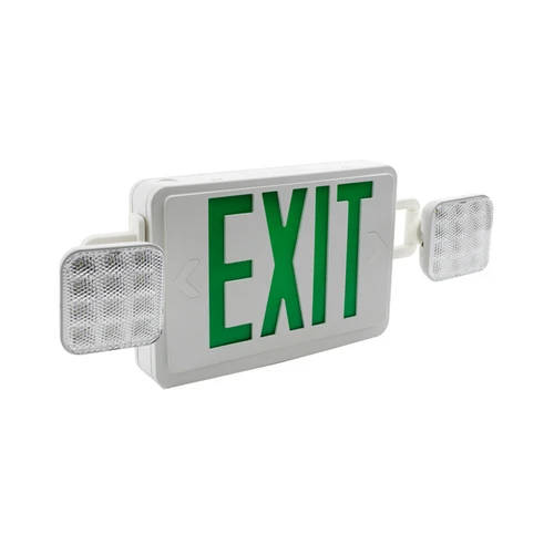 SYLVANIA 60760 EXITCOMBO1A/GDVTHS/U/WH/EM ValueLED Exit Combo Sign | White | Green Letters | 2.2W | Twin Head Square | 120/277V