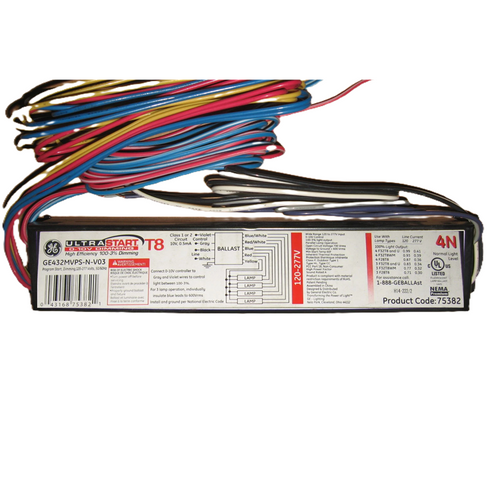 GE 75382 GE432-MVPS-N-V03 T8 T8 UltraStart 0-10V Programmed Start Dimming Ballast