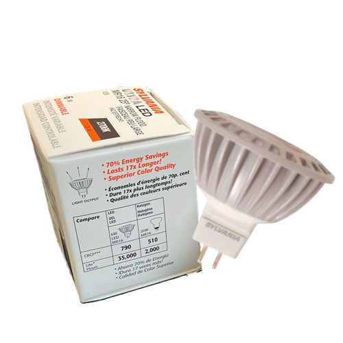 Sylvania 78651 (LED6MR16/DIM/827/NFL25) 6W LED MR16 Lamp — 2700K, 25° Narrow Flood, GU5.3 Base, 12V, Dimmable
