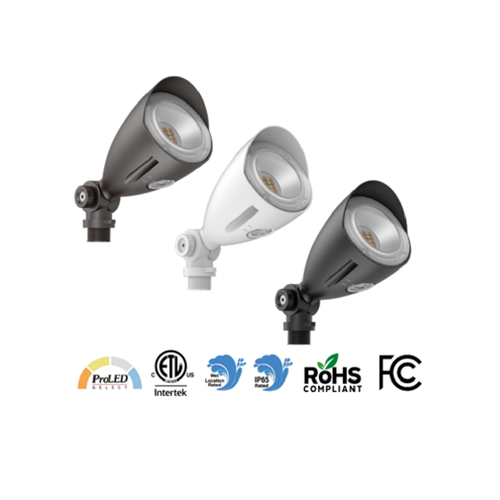 Halco 25591 MBUL-10-CS-U-WH 10W LED Mini Bullet Flood Selectable 3000K/4000K/5000K 1100 Lumens White Finish Photocell IP65 120-277V