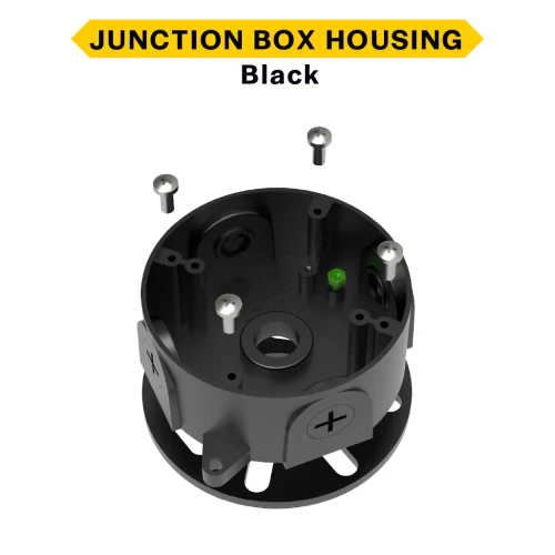 Halco 25602 MBUL-JB-BL Junction Box Housing for Mini Bullet Flood Black EPDM Form 4 Plugs 4 Screws Grounding Screw